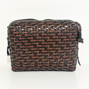 Vintage CEM Leather Woven Black and Brown Shoulder Bag Purse